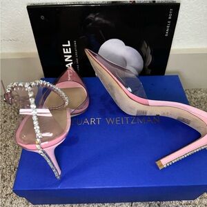 STUART WEITZMAN Glam 100 crystal-embellished PVC pumps